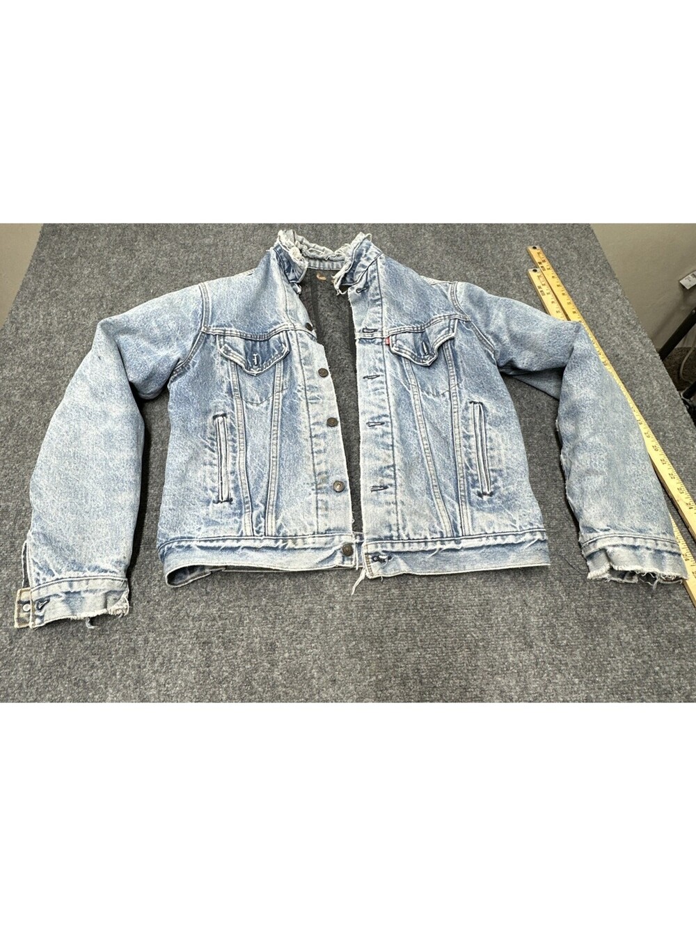 Distressed Levis Jacket Mens Blue Denim Blanket Lined Trucker 71506-0316